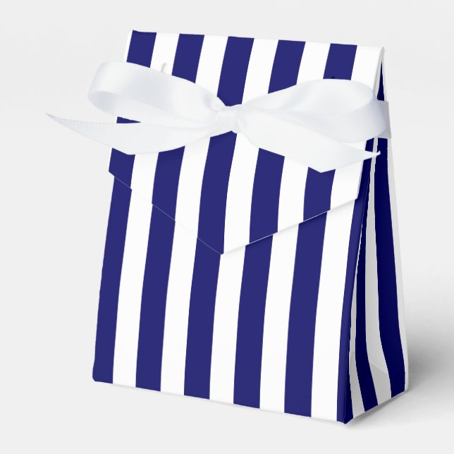Navy blue and white candy stripes favour box (Front Side)
