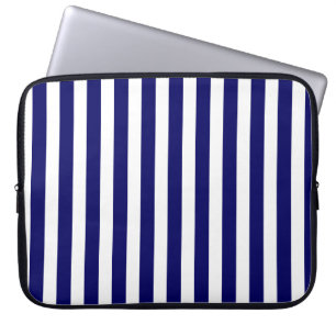 Navy blue and white candy stripes laptop sleeve