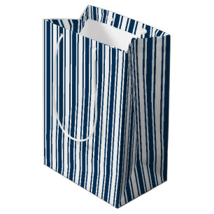 Navy blue and white candy stripes medium gift bag