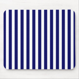 Navy blue and white candy stripes mouse mat