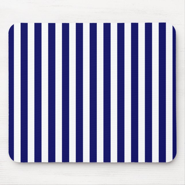 Navy blue and white candy stripes mouse mat (Front)