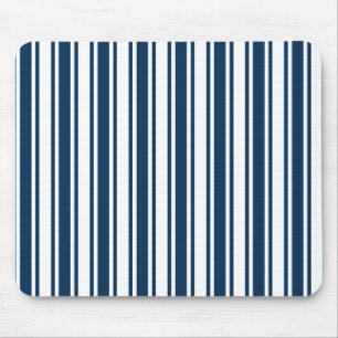 Navy blue and white candy stripes mouse mat