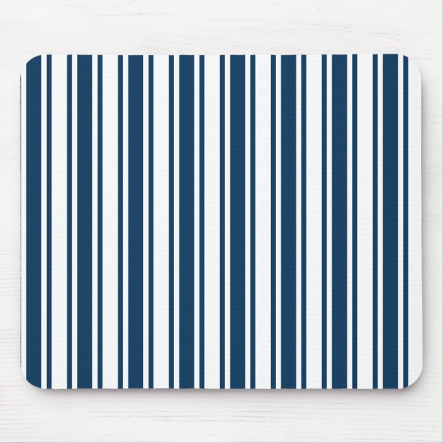 Navy blue and white candy stripes mouse mat (Front)