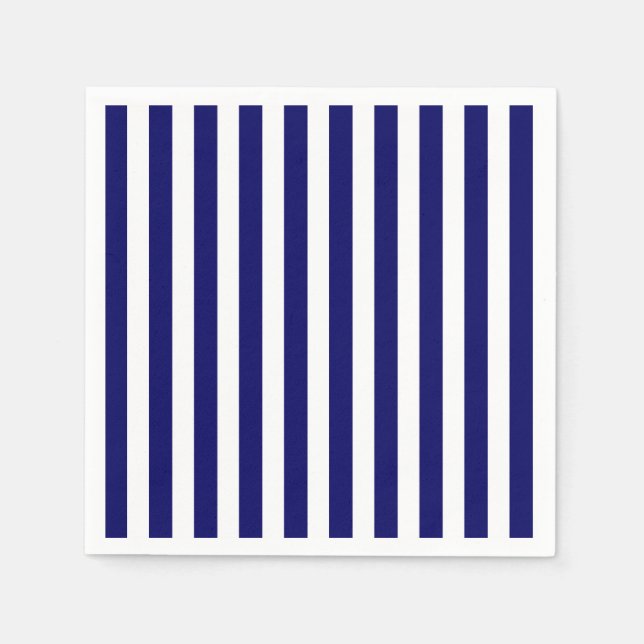 Navy blue and white candy stripes napkin (Front)