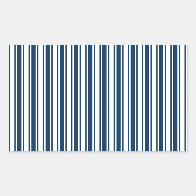 Navy blue and white candy stripes rectangular sticker (Front)