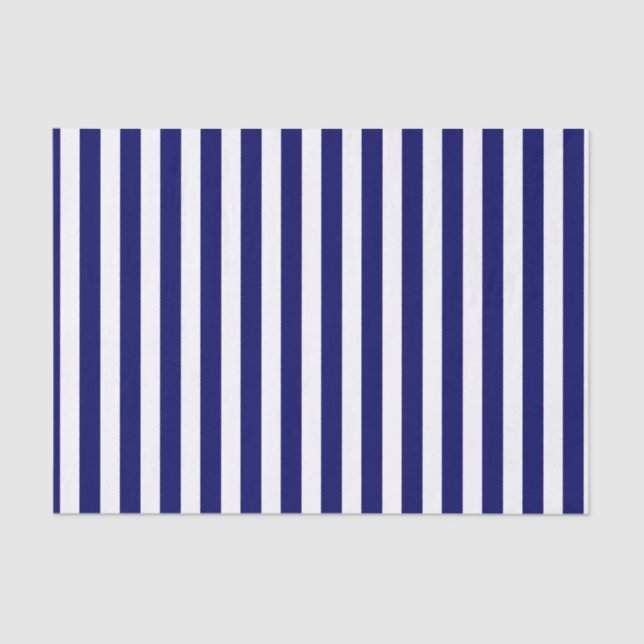 Navy blue and white candy stripes tissue paper (Front)
