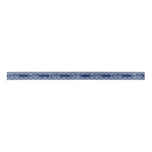 Navy Blue and White Cheer Ribbon Satin Ribbon