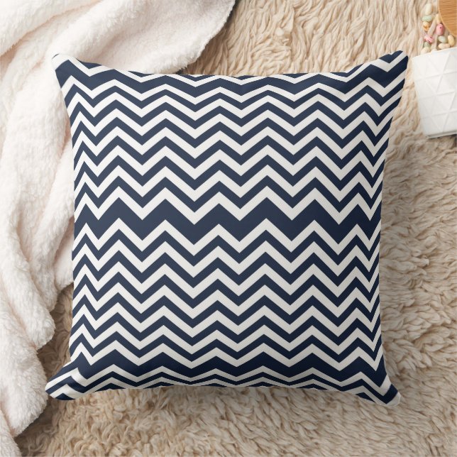 Navy blue and white chevron pattern  cushion (Blanket)