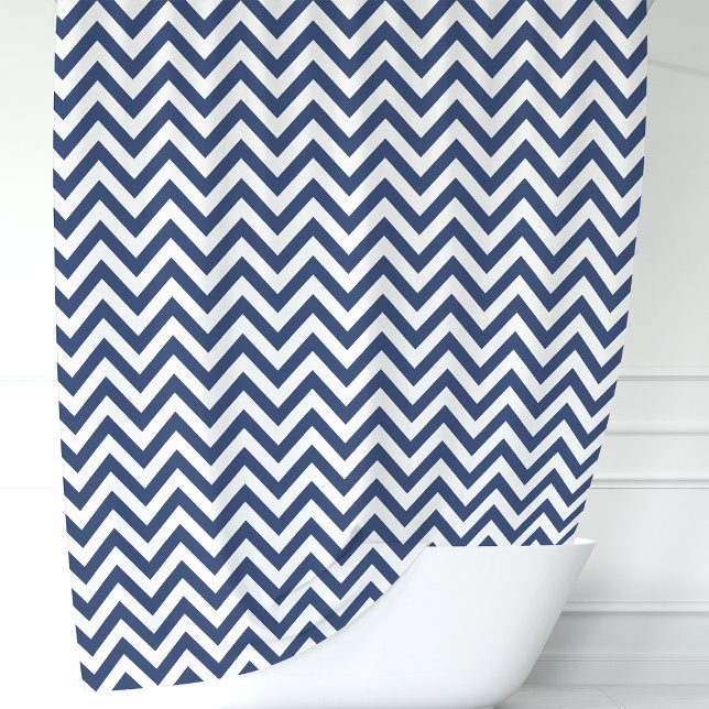 Navy Blue and White Chevron Shower Curtain (Creator Uploaded)