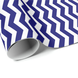 Navy Blue and White Chevron Stripe Wrapping Paper