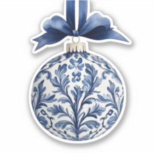 Navy Blue and White Chinoiserie Christmas Ornament