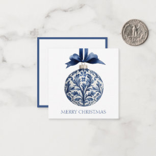 Navy Blue and White Chinoiserie Christmas Ornament Card