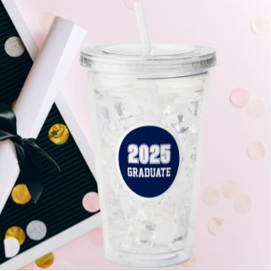 Navy Blue and White Circle Graduate Year Acrylic Tumbler