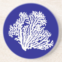 Navy Blue And White Coastal Decor Coral
