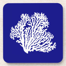 Navy Blue And White Coastal Decor Coral