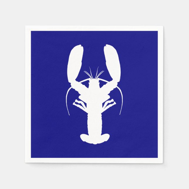 Navy Blue And White Coastal Lobster Napkin (Front)