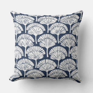 Navy Blue and White Coastal Throw Pillow