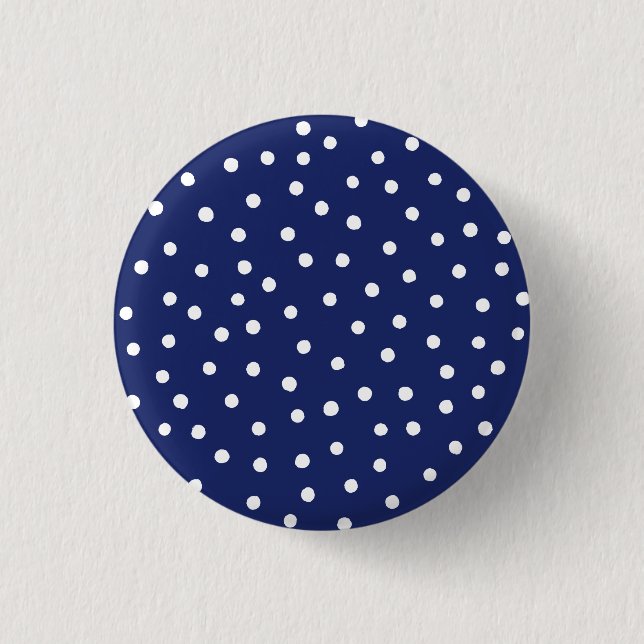 Navy Blue and White Confetti Dots Pattern 3 Cm Round Badge (Front)