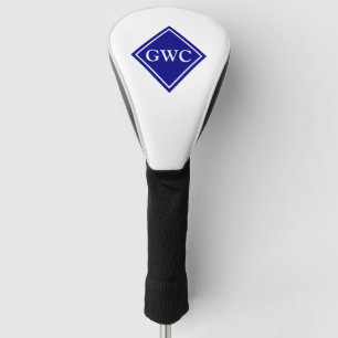 Navy Blue And White Custom Monogram Golf Head Cover