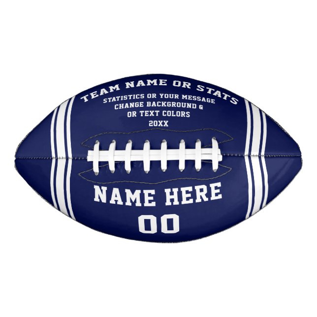 Navy Blue and White, Custom Printed Football American Football (Front)
