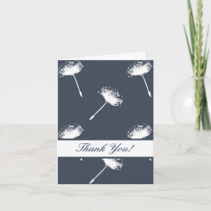 Navy Blue and White Dandelion Flowers Thank You