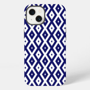 Navy blue and white diamond pattern Case-Mate iPho iPhone 13 Case