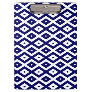 Navy blue and white diamond pattern clipboard