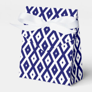 Navy blue and white diamond pattern favour box