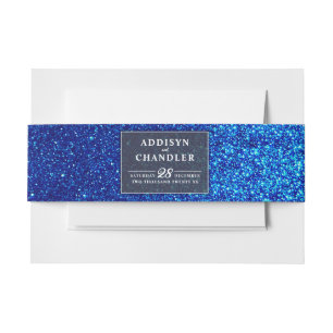 Navy Blue and White Elegant Simple Modern Wedding Invitation Belly Band