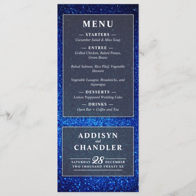 Navy Blue and White Elegant Simple Modern Wedding Programme (Front)