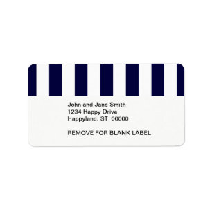 Navy Blue and White Extra Large Stripe Pattern Label