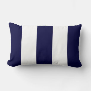 Navy Blue and White Extra Large Stripe Pattern Lumbar Cushion