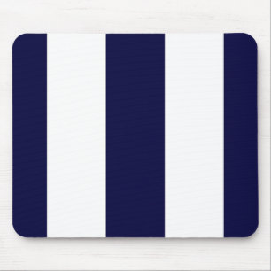 Navy Blue and White Extra Large Stripe Pattern Mouse Mat