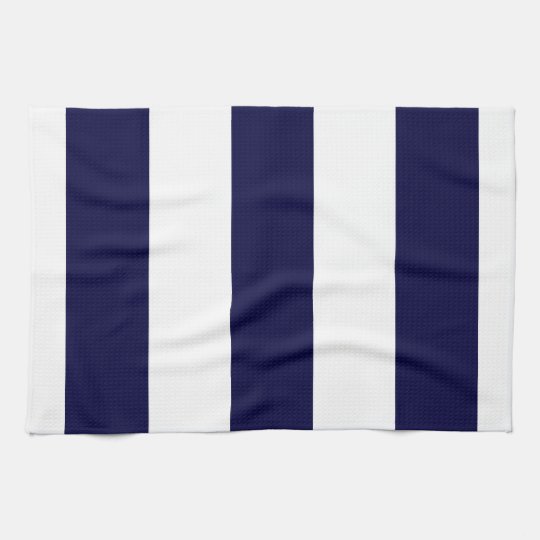 Navy Blue and White Extra Large Stripe Pattern Tea Towel Zazzle.co.uk