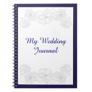 NAvy Blue and White Floral Wedding Journal