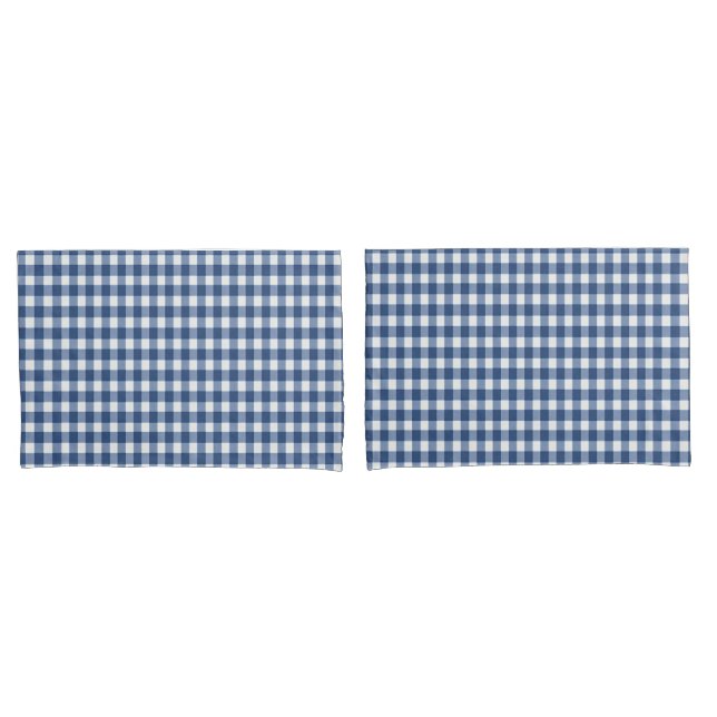 Navy Blue and White Gingham Pattern Pillowcase (Front-Set)