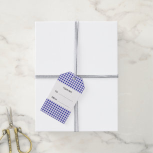 Navy Blue and White Gingham, Your Monogram Gift Tags