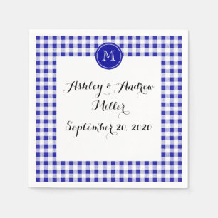 Navy Blue and White Gingham, Your Monogram Napkin