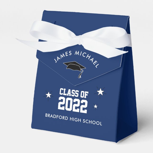 Navy Blue and White Graduation Custom Favour Box (Front Side)