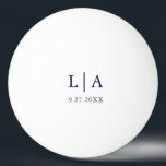 Navy Blue and White Initials Wedding Personalised Ping Pong Ball<br><div class="desc">Gorgeous navy blue ping pong ball. Perfect gift for the newlyweds in your life!</div>