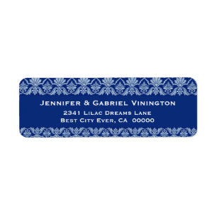 Navy Blue and White Lace Wedding Damask P562