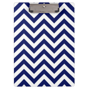 Navy Blue and White Large Chevron ZigZag Pattern Clipboard