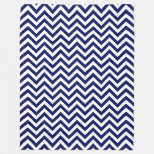 Navy Blue and White Large Chevron ZigZag Pattern Fleece Blanket