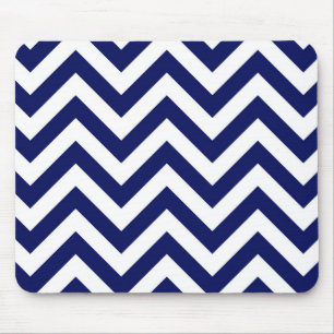 Navy Blue and White Large Chevron ZigZag Pattern Mouse Mat