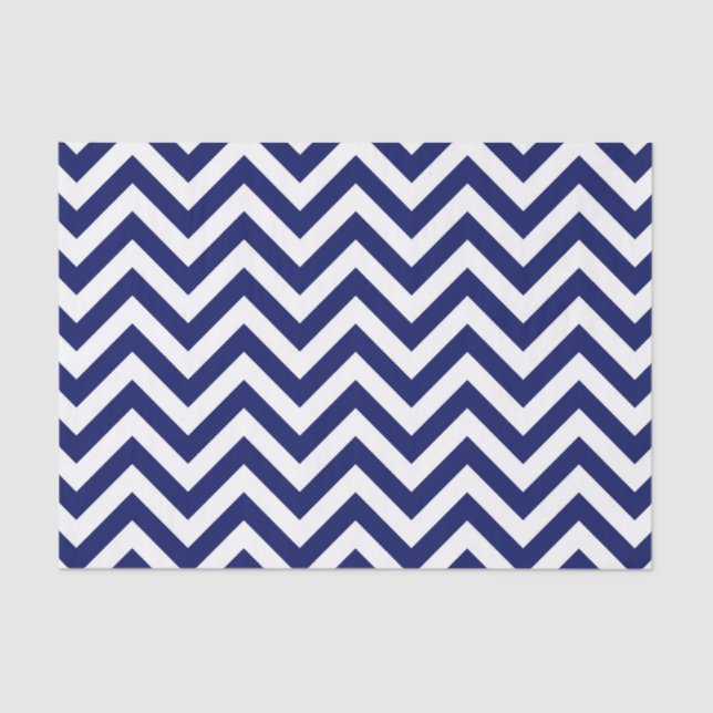 Navy Blue and White Large Chevron ZigZag Pattern Tissue Paper (Front)