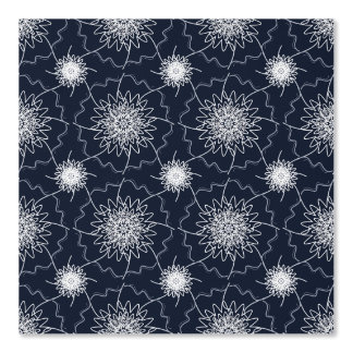 Navy Blue and White Mandala Geometric Wallpaper