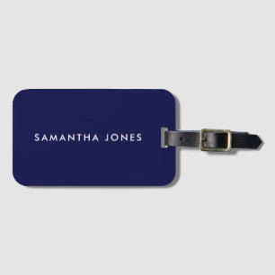 Navy Blue and White Minimalist Modern Luggage Tag
