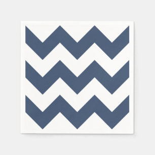 Navy Blue and White Modern Chevron Napkin