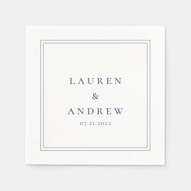 Navy Blue and White Modern Minimalist Napkins (Front)