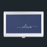 Navy Blue and White Modern Monogram Business Card Holder<br><div class="desc">Introducing our Navy Blue and White Modern Monogram Collection: Elevate your home decor with our sophisticated collection featuring a contemporary navy blue and white colour scheme. Each piece is meticulously crafted to exude elegance and style, perfect for adding a touch of modern flair to any room. Whether you're looking for...</div>